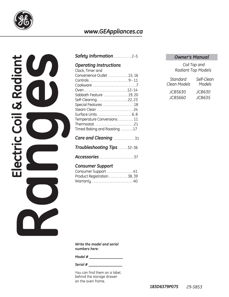 Page n°1 - Manuel utilisateur GE JCB630