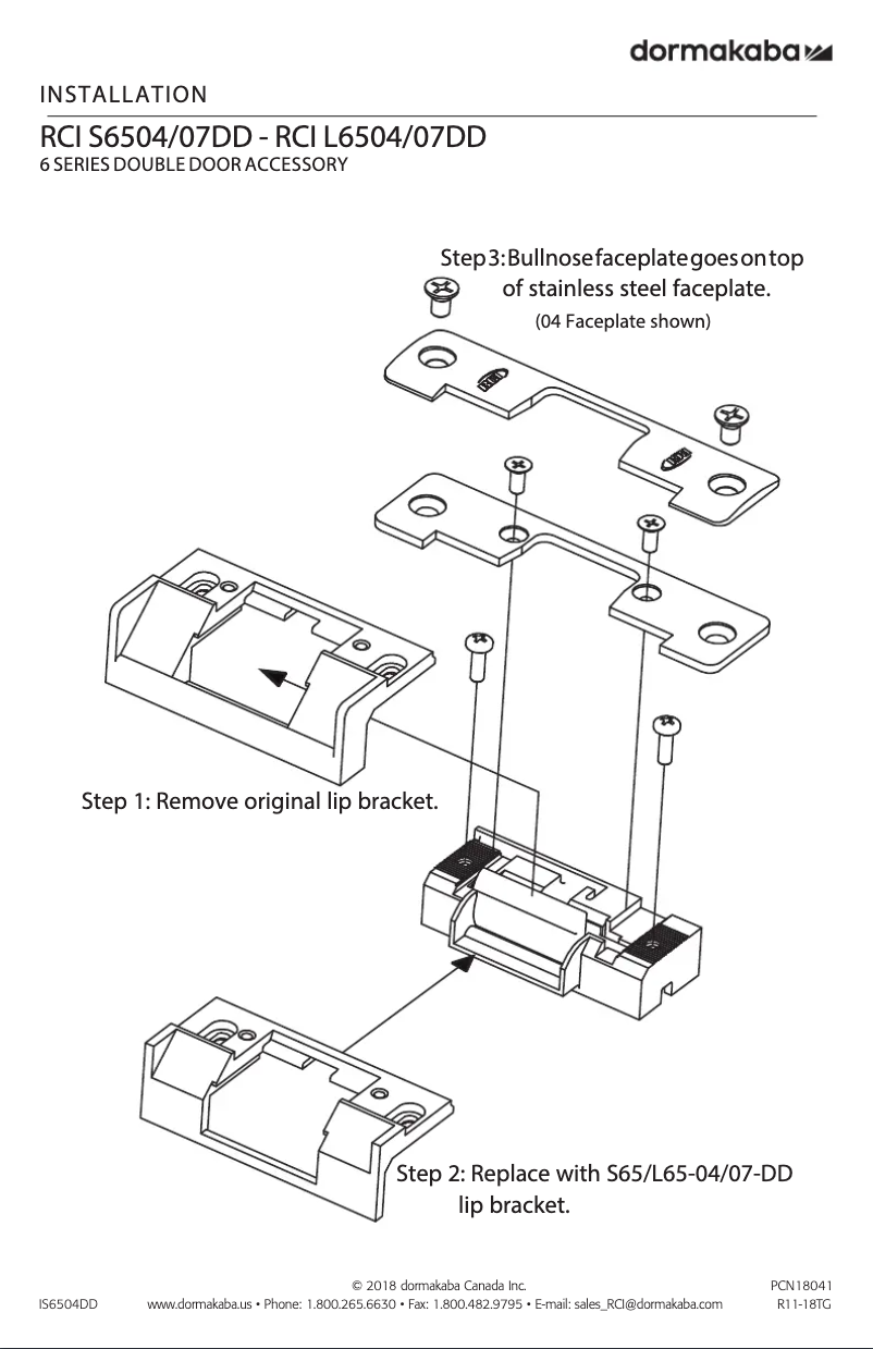 Page n°1 - Manuel utilisateur Dormakaba RCI S6504/07DD