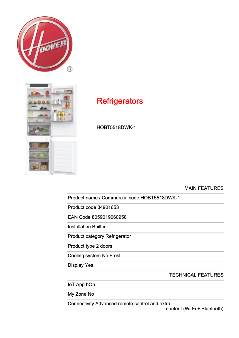 Image de la première page du manuel de l'appareil HOBT5518DWK