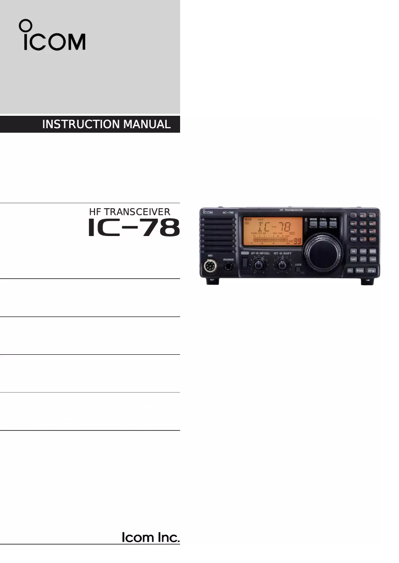 Page n°1 - Manuel utilisateur ICOM IC-78