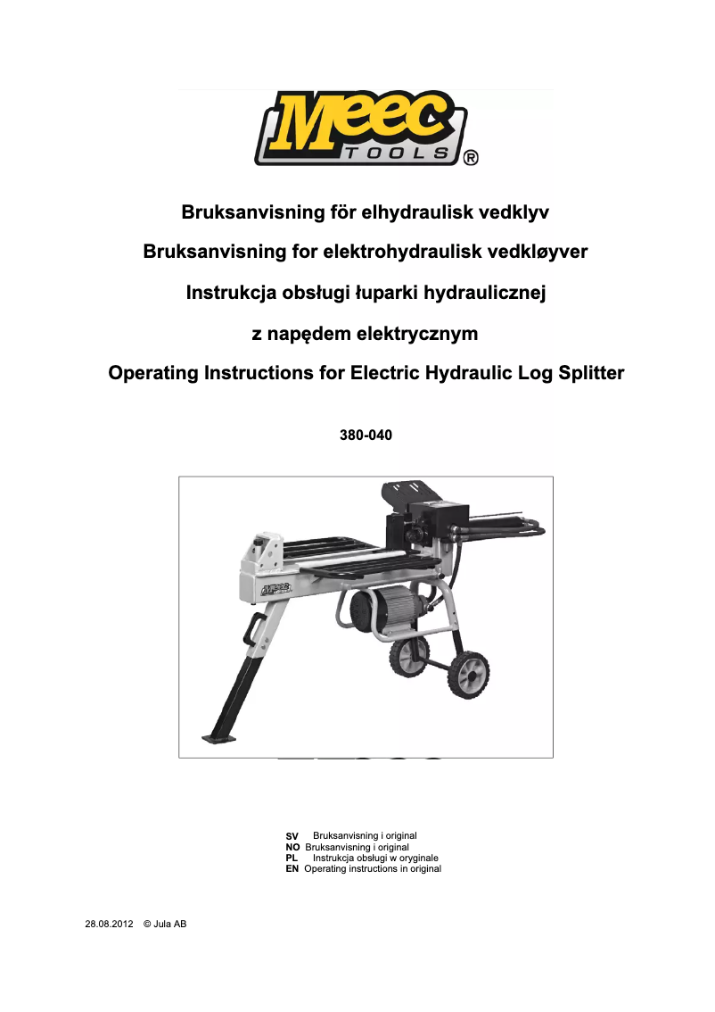Page 1 de la notice Manuel utilisateur Meec Tools 380-040