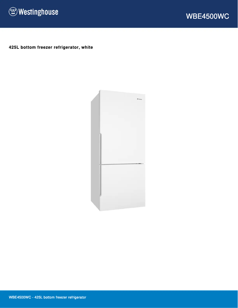 Page n°1 - Fiche technique Westinghouse WBE4500WC