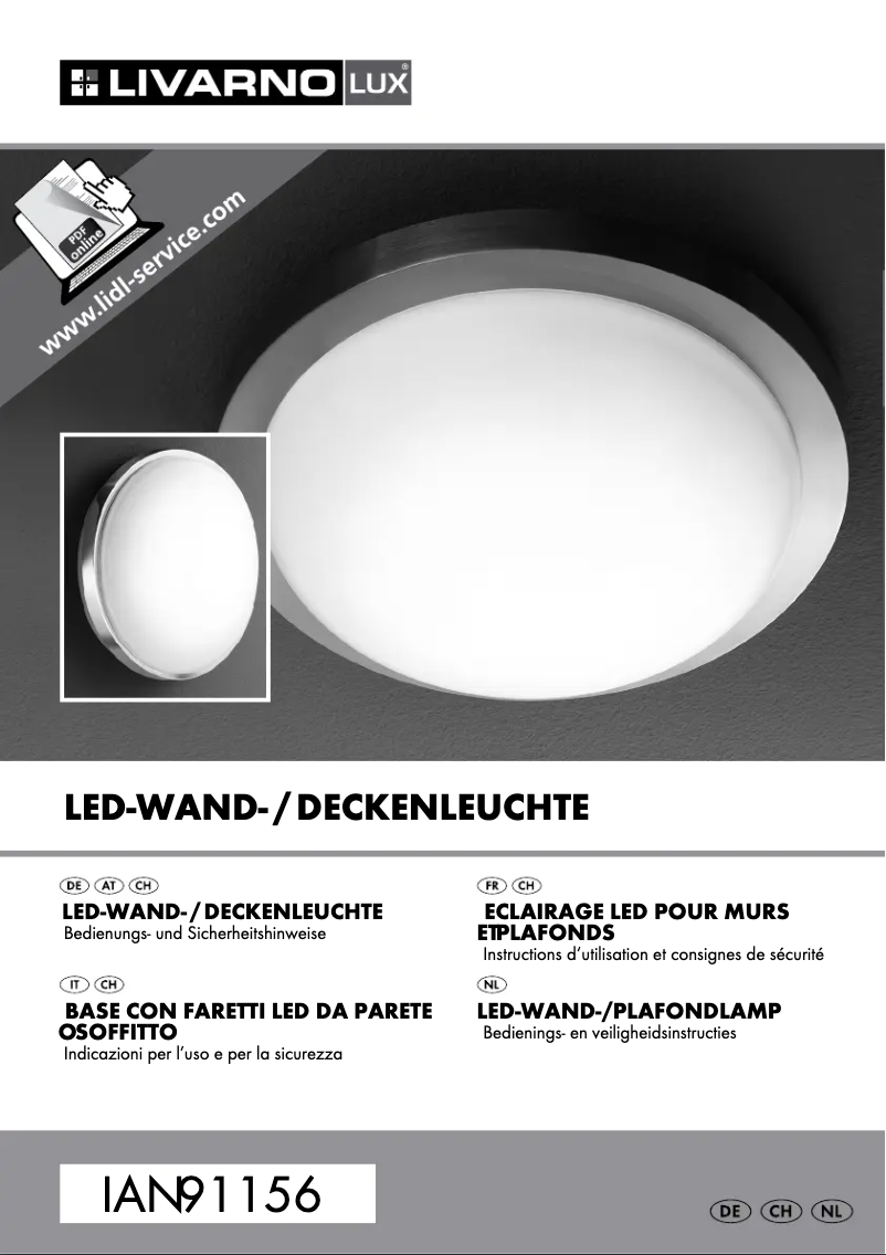 Page 1 de la notice Manuel utilisateur Livarno Lux IAN 91156