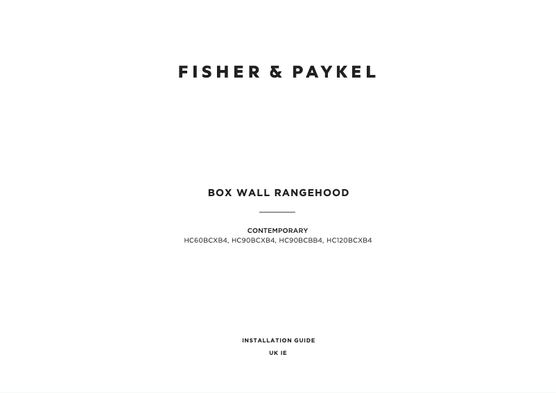 Page 1 de la notice Guide d'installation Fisher & Paykel HC90BCXB4