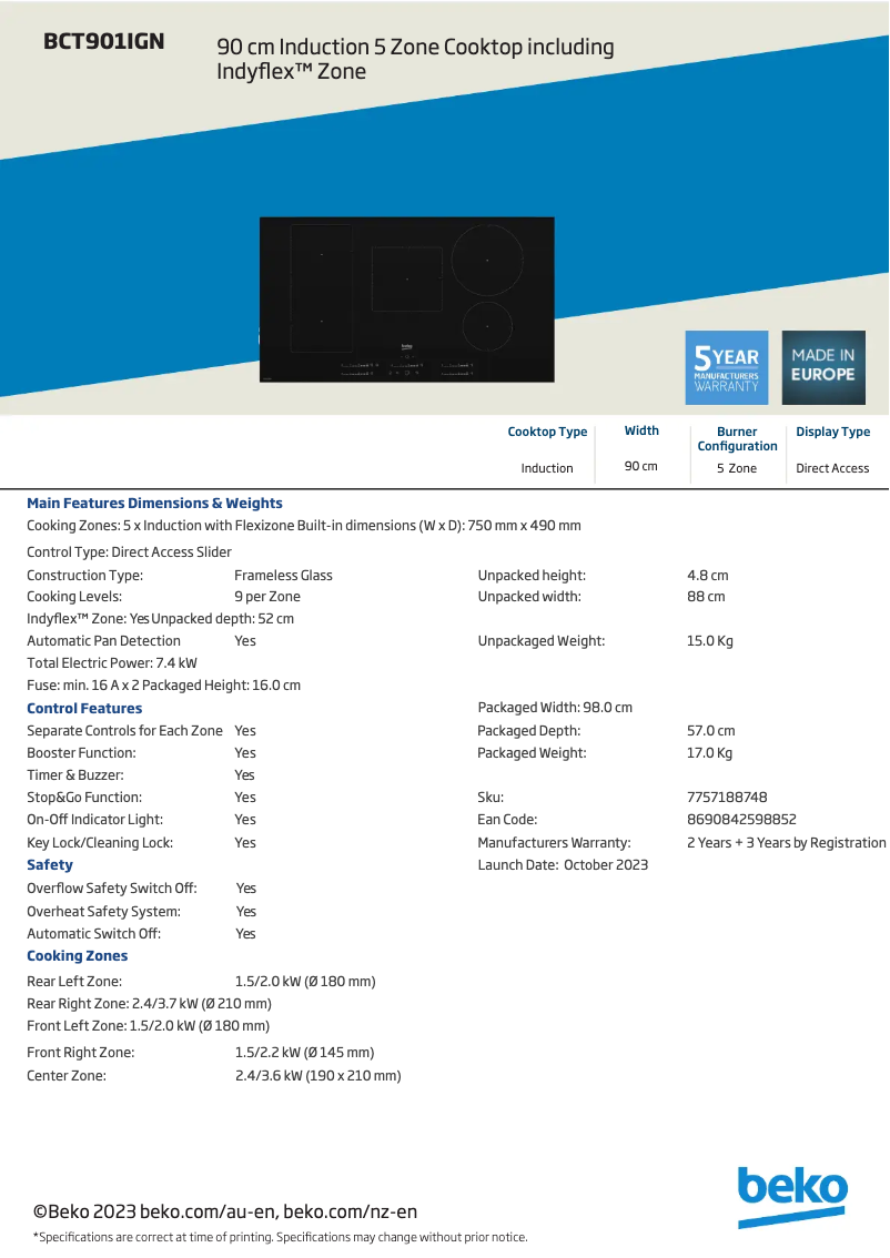 Image de la première page du manuel de l'appareil BCT901IGN