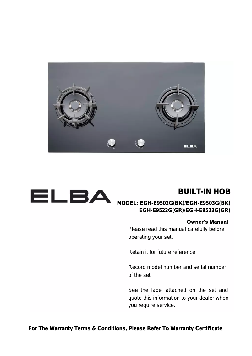 Page 1 of the manual User Manual Elba EGH-E9503G(BK)