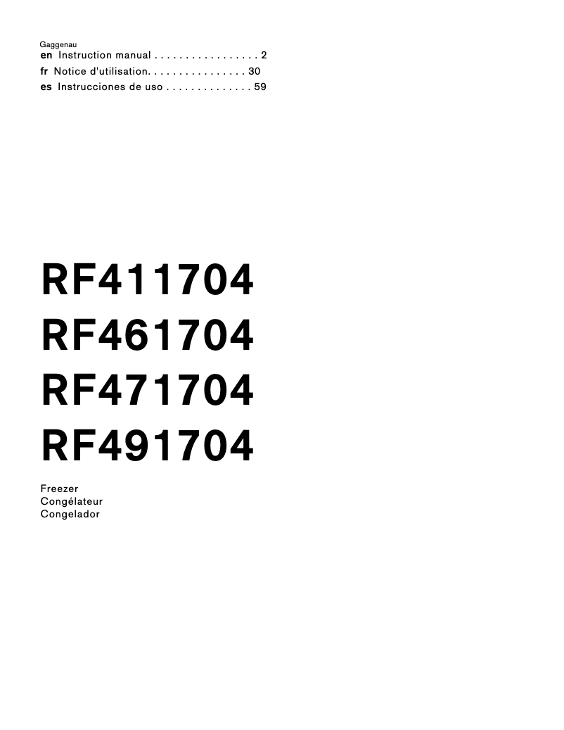Page n°1 - Manuel utilisateur Gaggenau RF461704