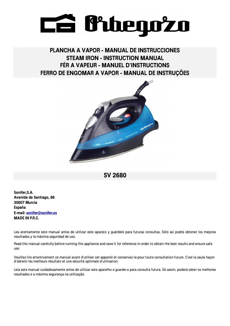Image de la première page du manuel de l'appareil SV 2680