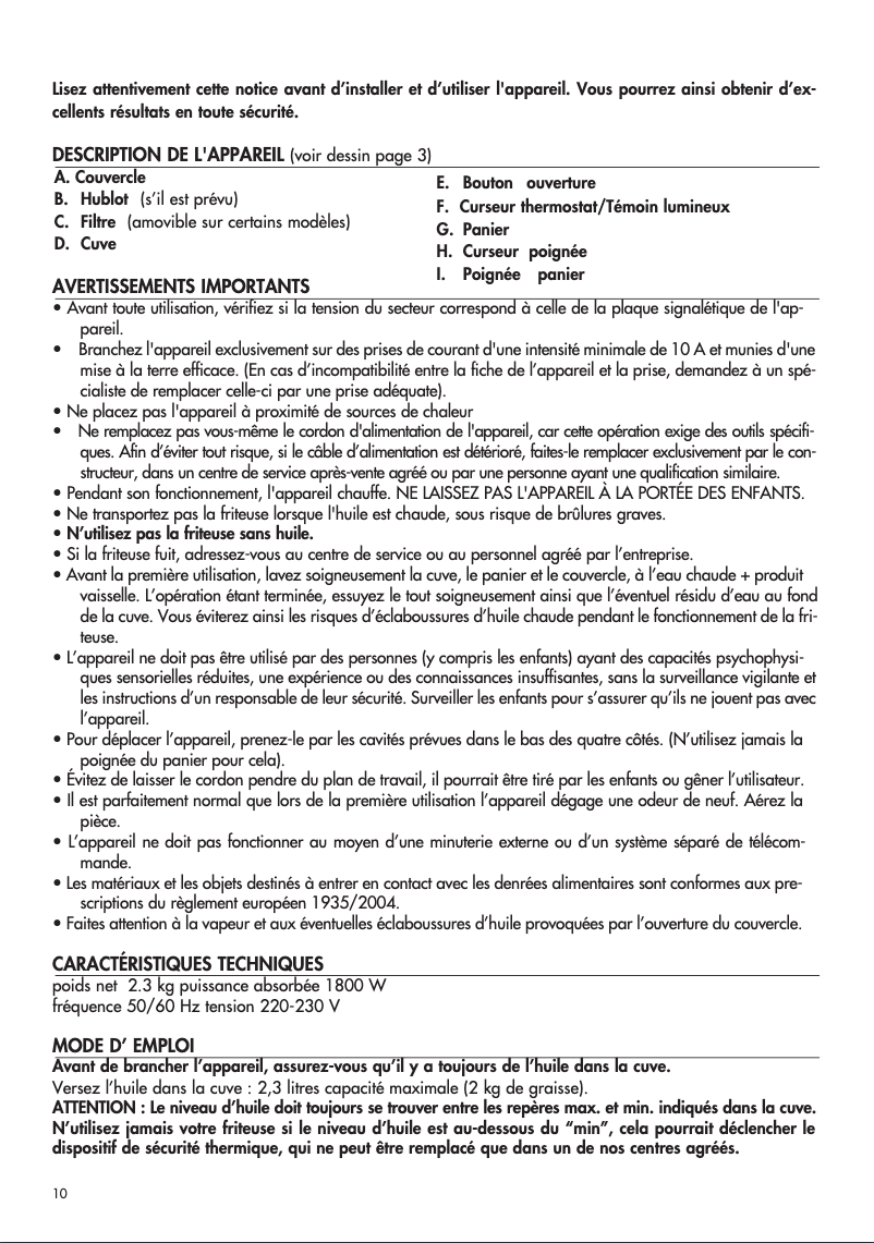 Image de la première page du manuel de l'appareil F26200