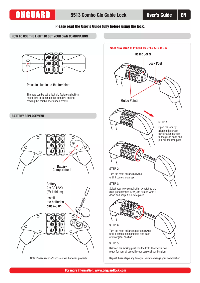 Image de la première page du manuel de l'appareil Combo Glo 5513
