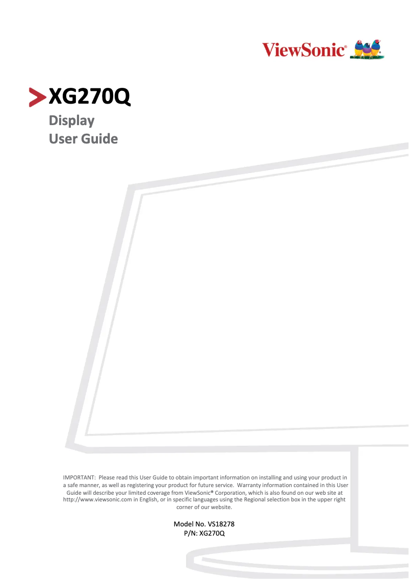 Page n°1 - Manuel utilisateur Viewsonic Elite XG270Q