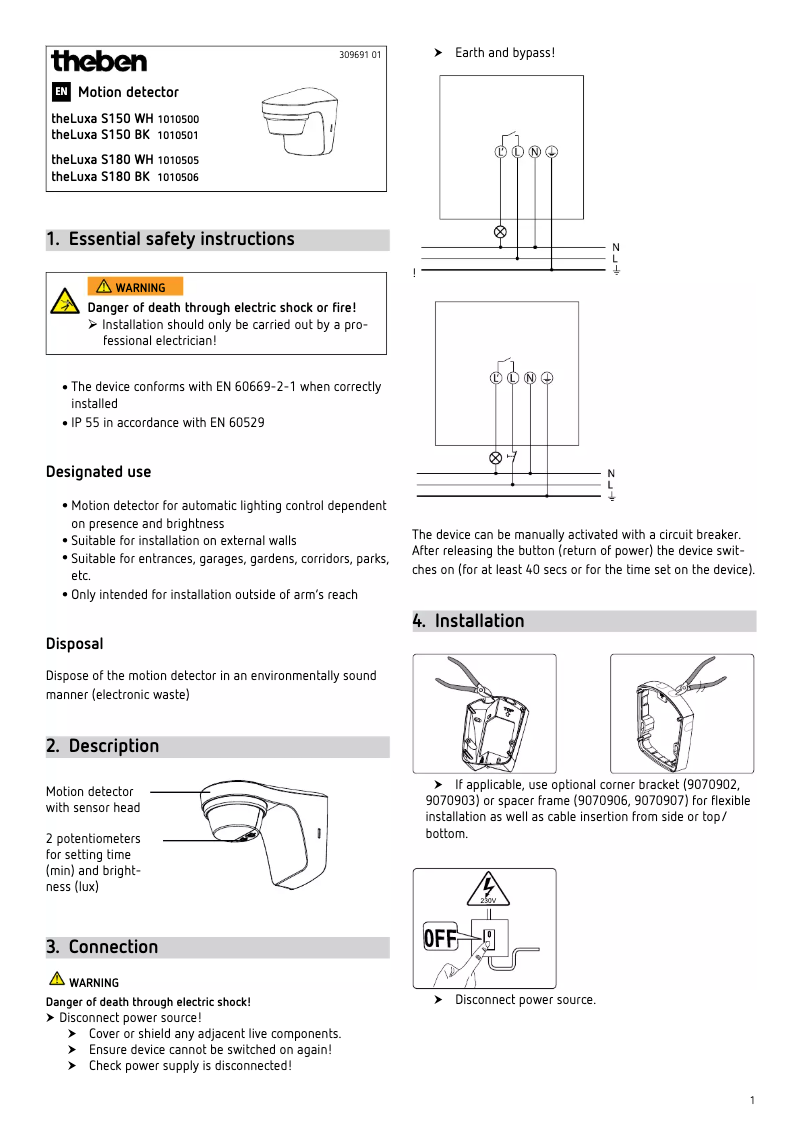 Página 1 del manual Manual de usuario Theben theLuxa S150 BK