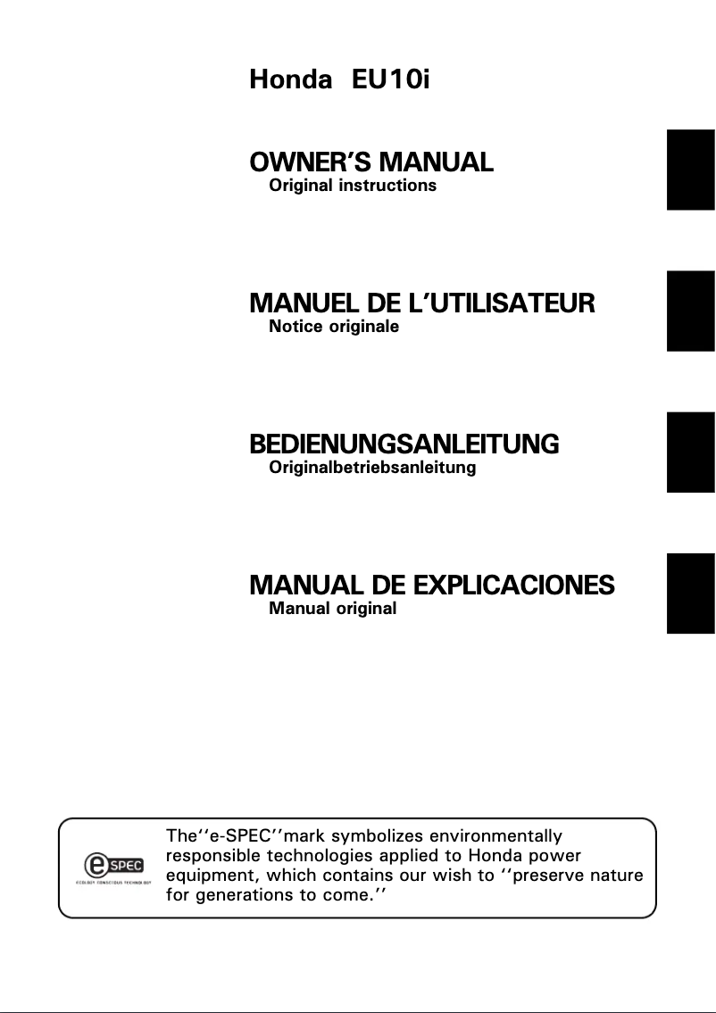 Image de la première page du manuel de l'appareil EU10i
