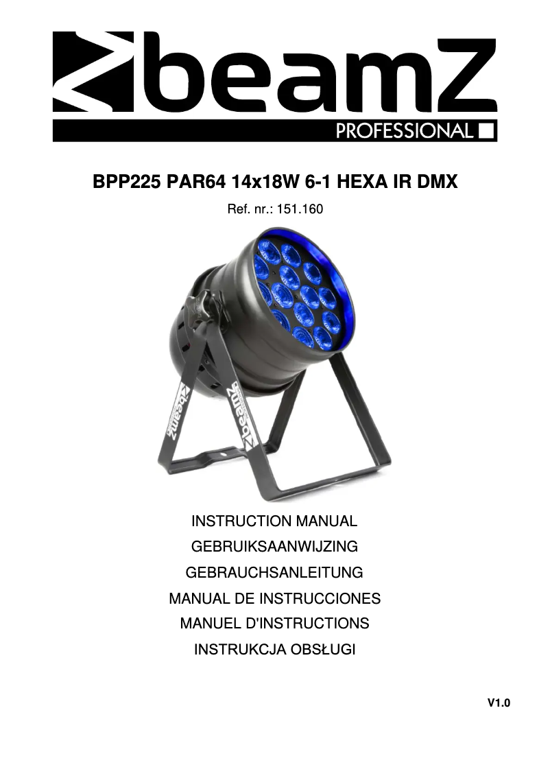 Page n°1 - Manuel utilisateur BeamZ BPP225