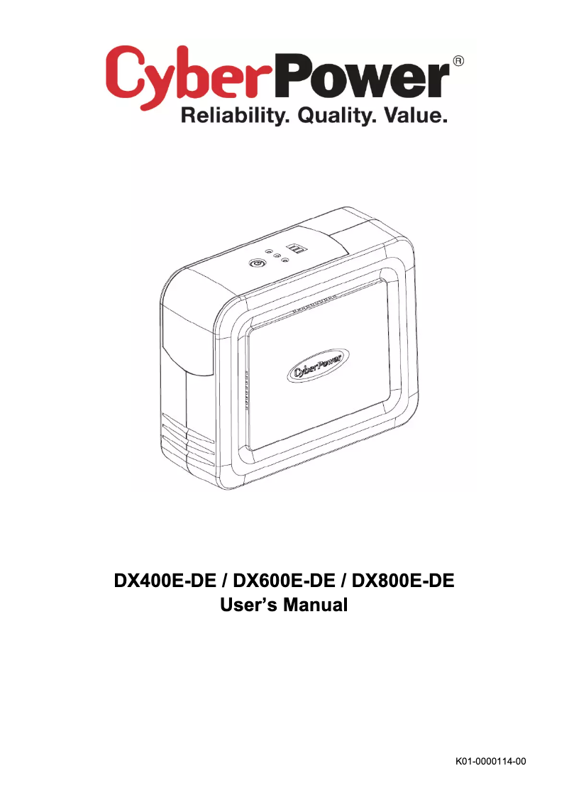 Page n°1 - Manuel utilisateur CyberPower DX800E