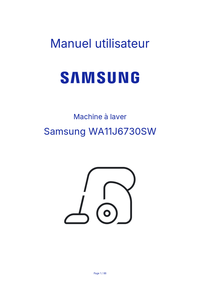 Page n°1 - Manuel utilisateur Samsung WA11J6730SW