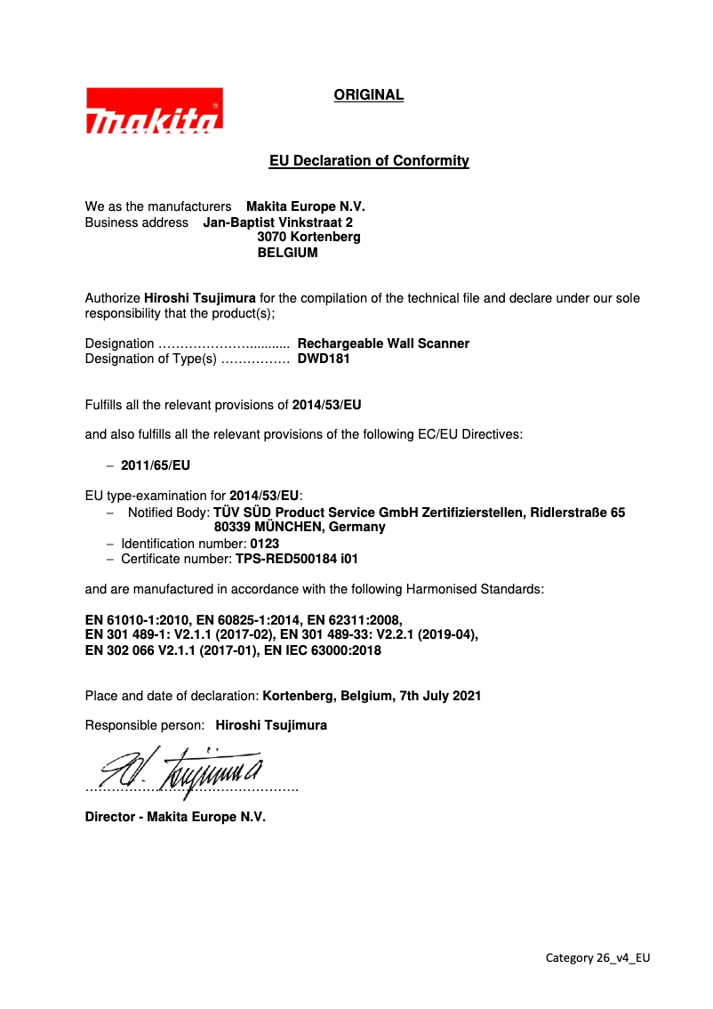 Page 1 de la notice Mode d'emploi Makita DWD181ZJ