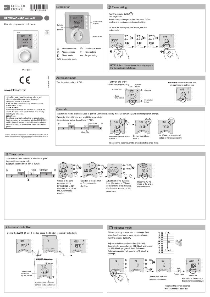 Page 1 de la notice Manuel utilisateur Delta Dore Driver 620