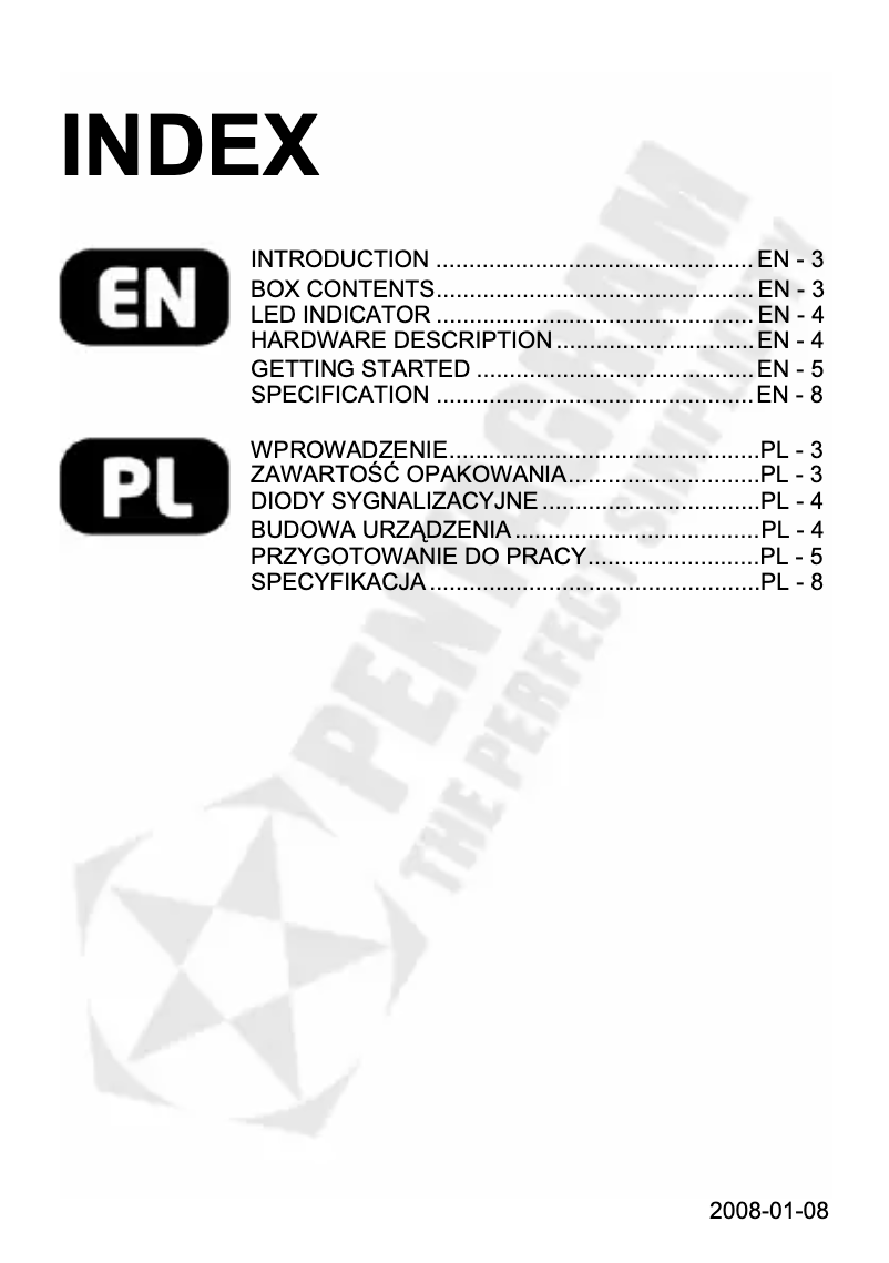 Page 1 de la notice Manuel utilisateur Pentagram PathFinder P 3104