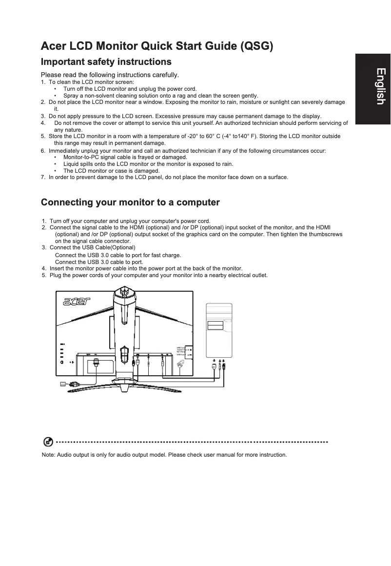 Página 1 del manual Guía de inicio rápido Acer XN253QX
