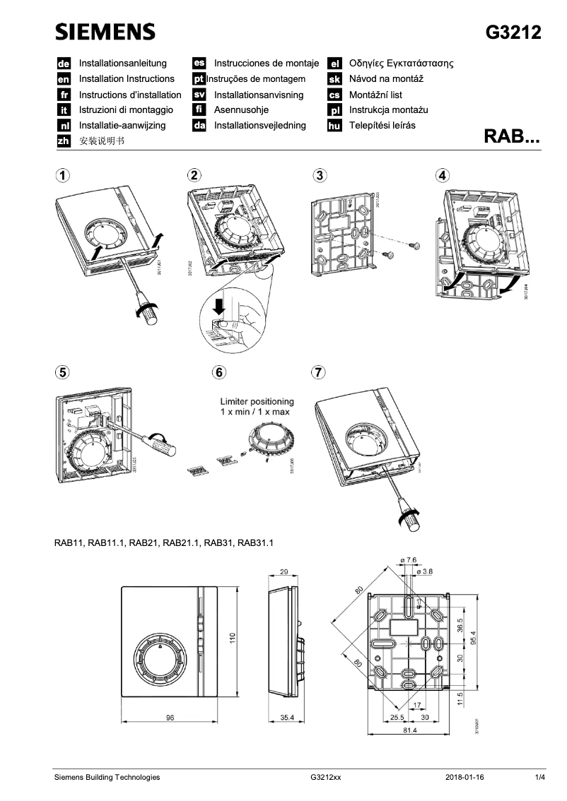 Image de la première page du manuel de l'appareil RAB31.1
