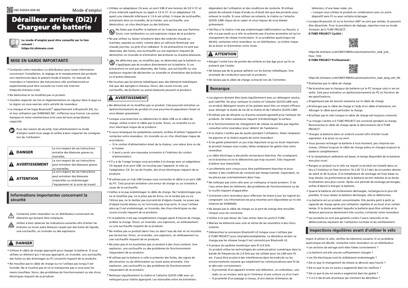 Page 1 de la notice Manuel utilisateur Shimano RD-R8150