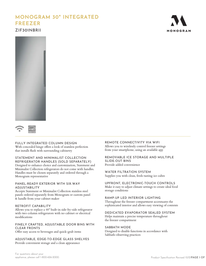 Image de la première page du manuel de l'appareil ZIF301NBRII