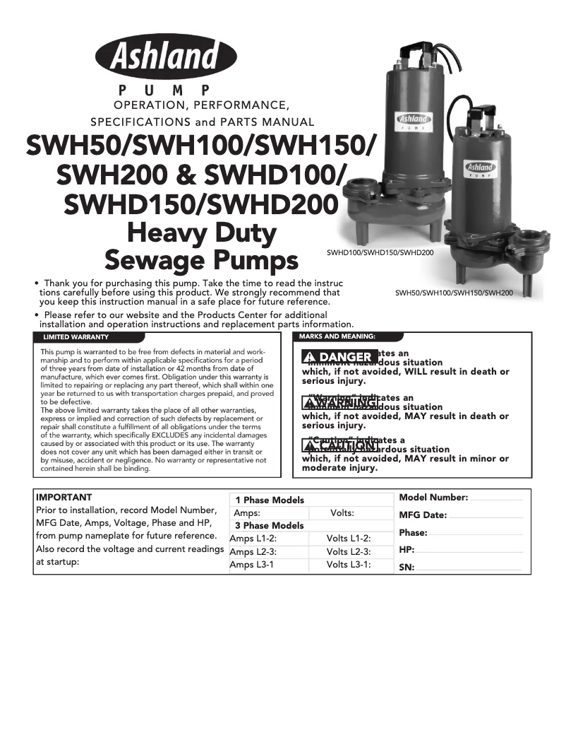 Page 1 de la notice Manuel utilisateur Ashland SW50