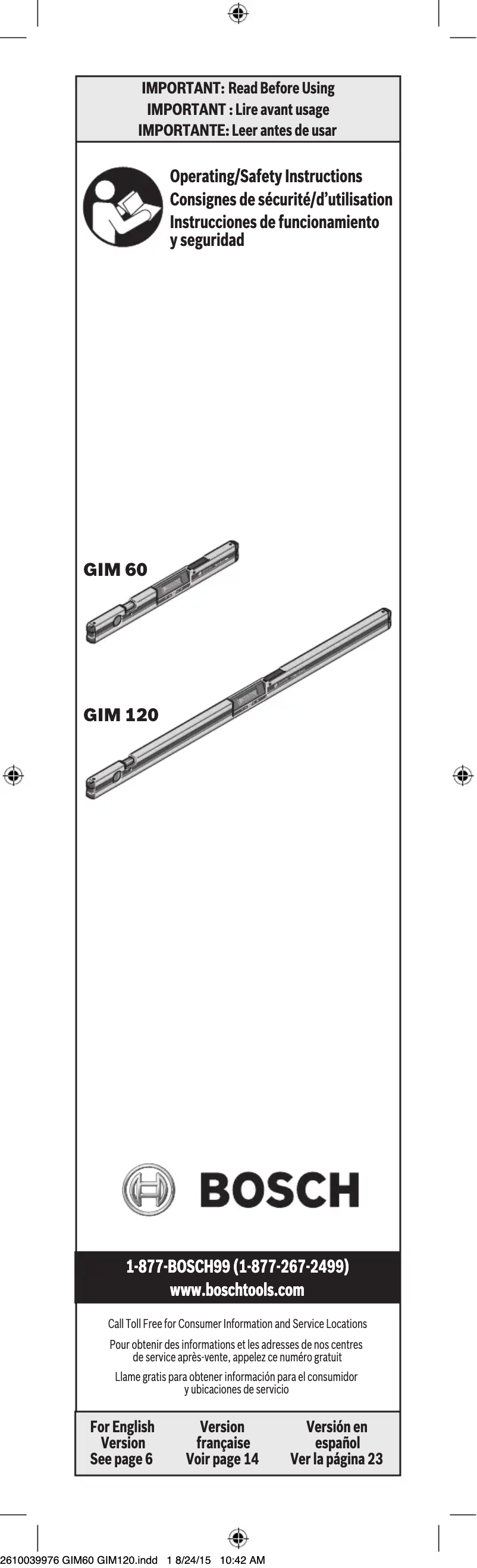 Image de la première page du manuel de l'appareil GIM 60 Professional