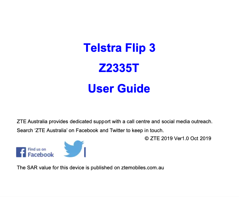 Page n°1 - Manuel utilisateur Telstra Flip 3