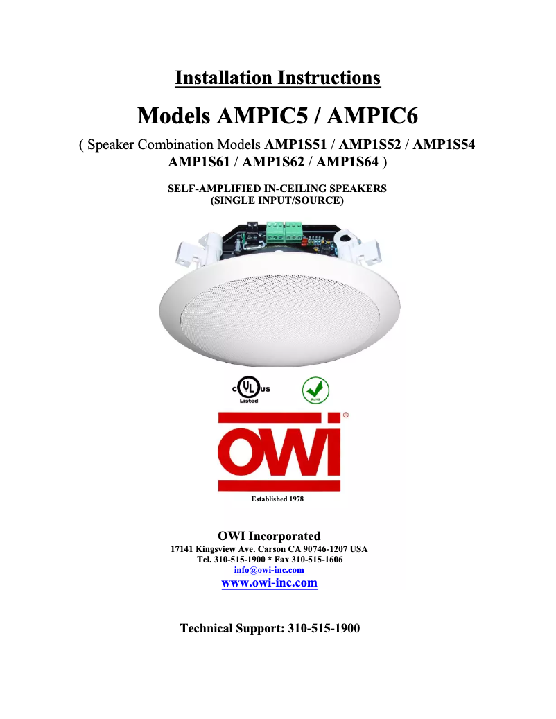 Page n°1 - Manuel utilisateur OWI AMPIC5