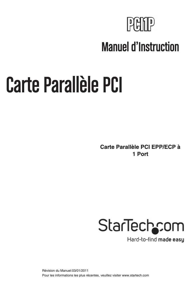 Page n°1 - Manuel utilisateur StarTech.com PCI1P
