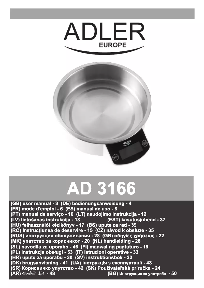 First page image of the manual for AD 3166