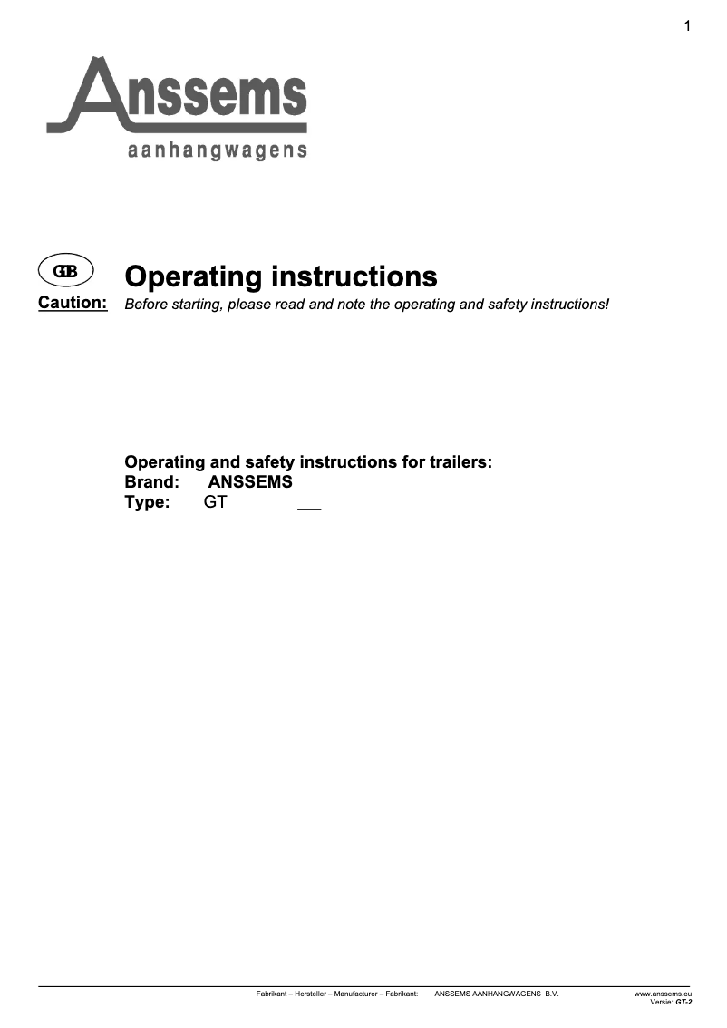 Página 1 del manual Manual de usuario Anssems GT