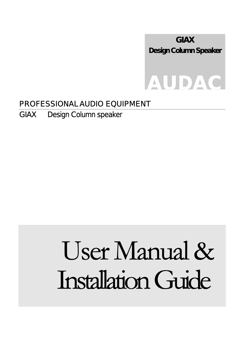 Page n°1 - Manuel utilisateur Audac GIAX