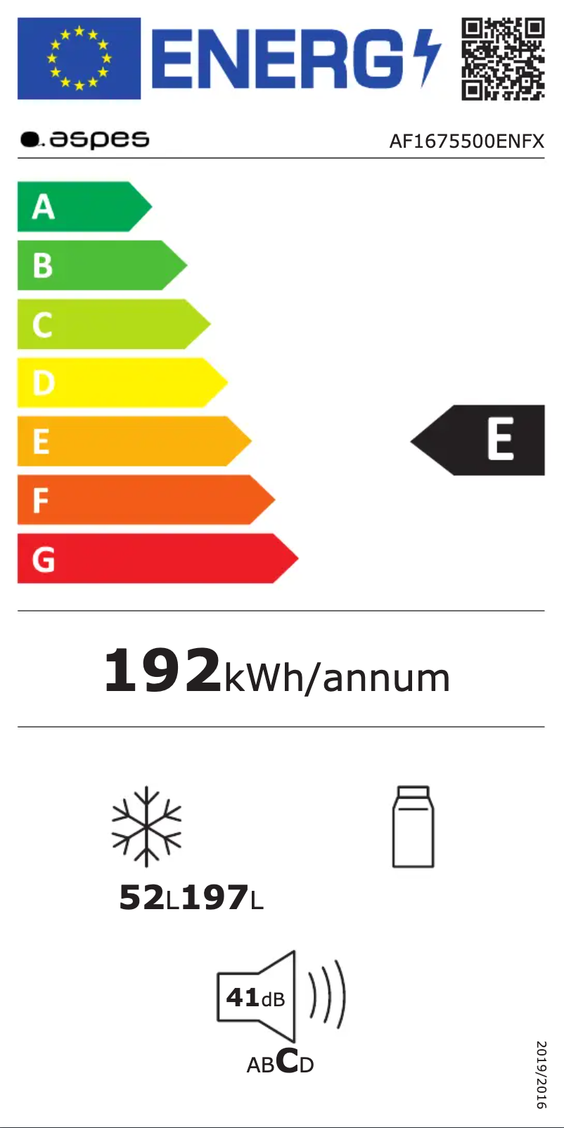 Page n°1 - Label énergétique Aspes AF1675500ENFX