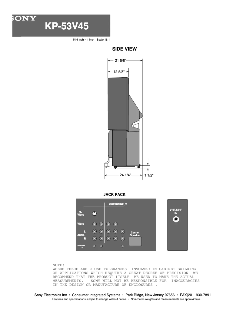 Page 1 de la notice Guide d'installation Sony KP-53V45