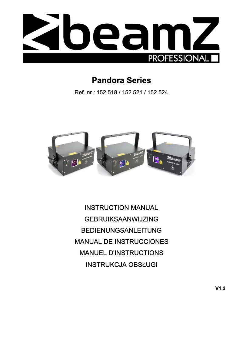 Page 1 de la notice Manuel utilisateur BeamZ Pandora 1200