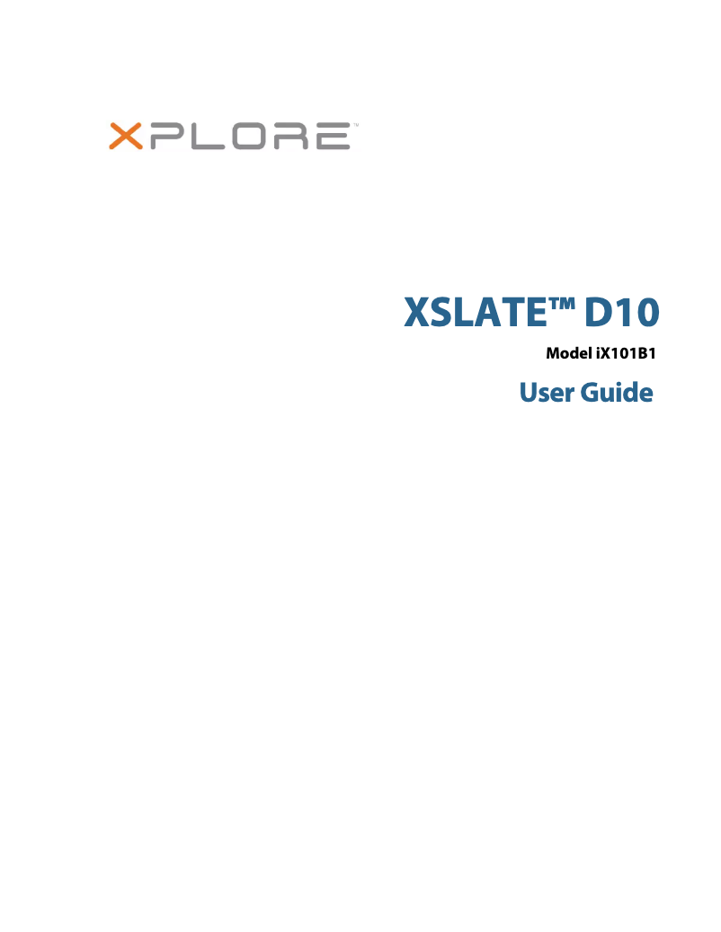 Page 1 de la notice Manuel utilisateur Xplore XSlate D10