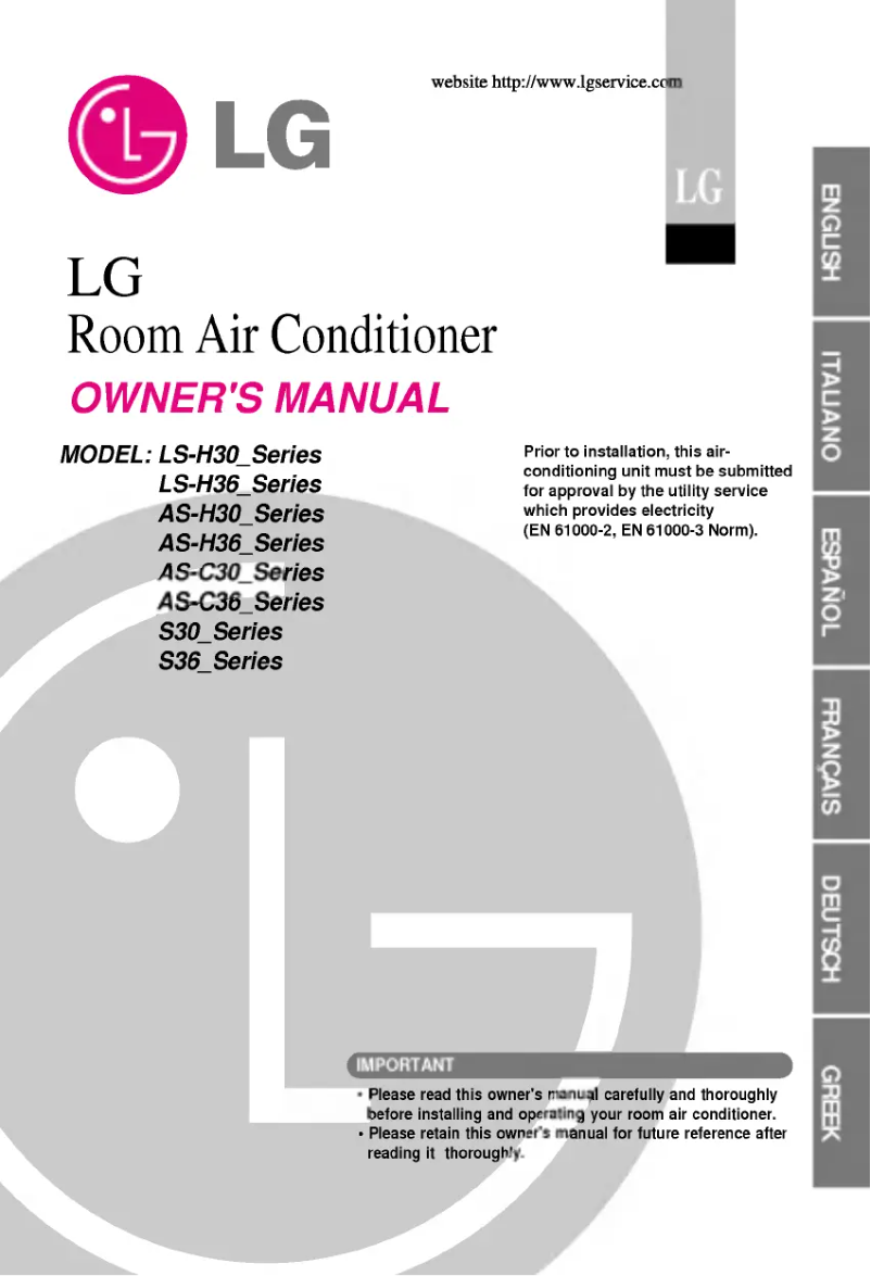 Page 1 de la notice Manuel utilisateur LG AS-H366NLM0