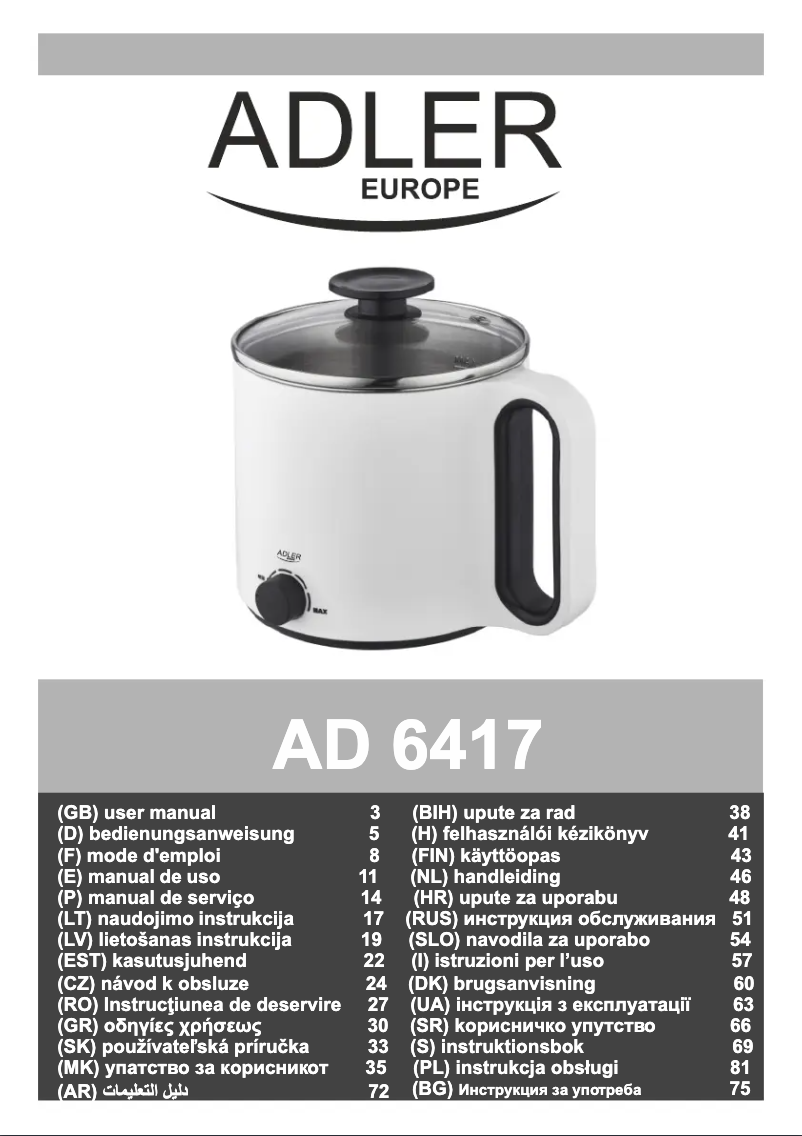 Página 1 del manual Manual de usuario Adler AD 6417