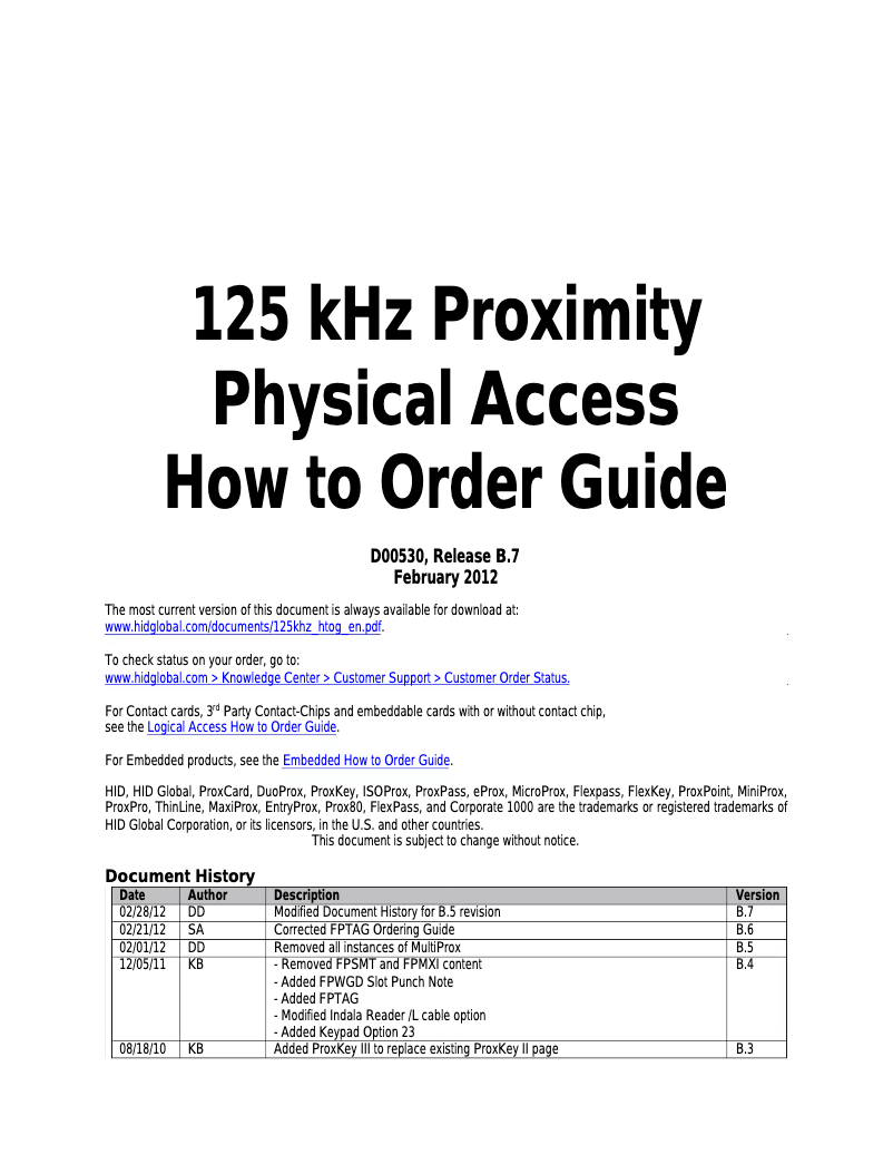 Page 1 de la notice Manuel utilisateur HID Identity ProxPoint Plus 6008