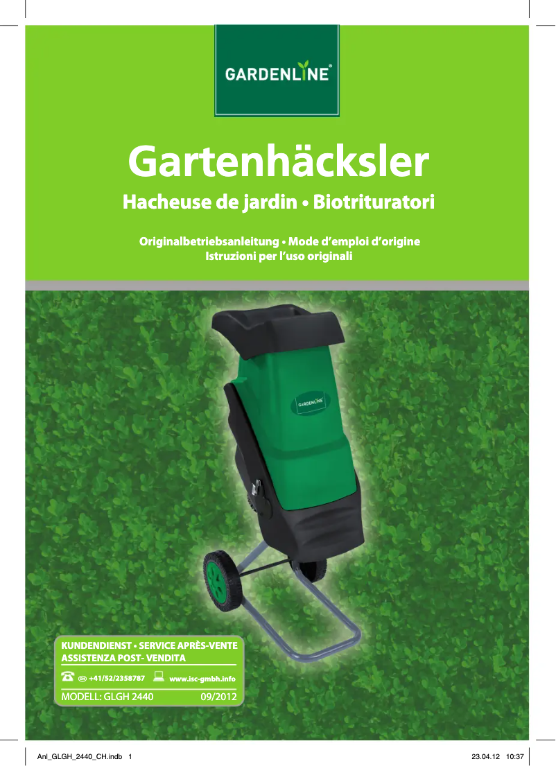 Page n°1 - Manuel utilisateur Gardenline GLGH 2440
