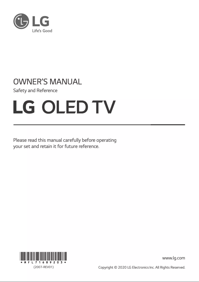 Page n°1 - Manuel utilisateur LG OLED65GX3LA