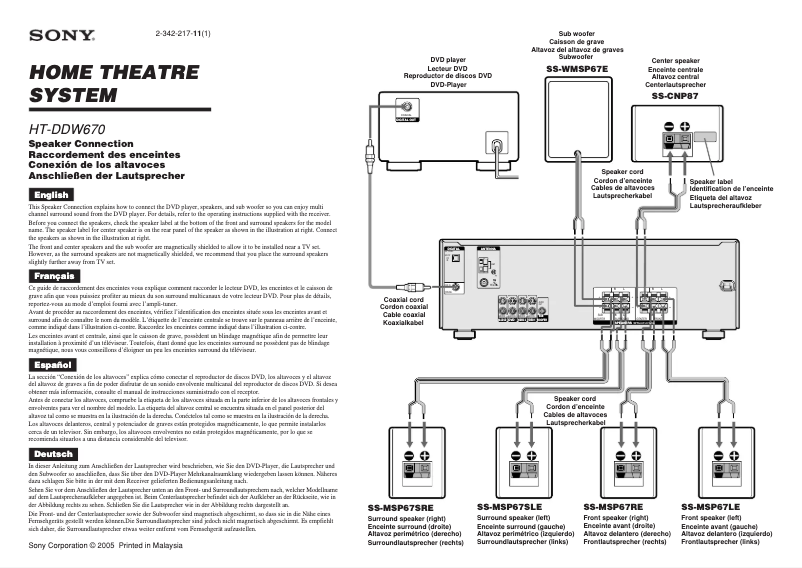 Image de la première page du manuel de l'appareil HT-DDW670