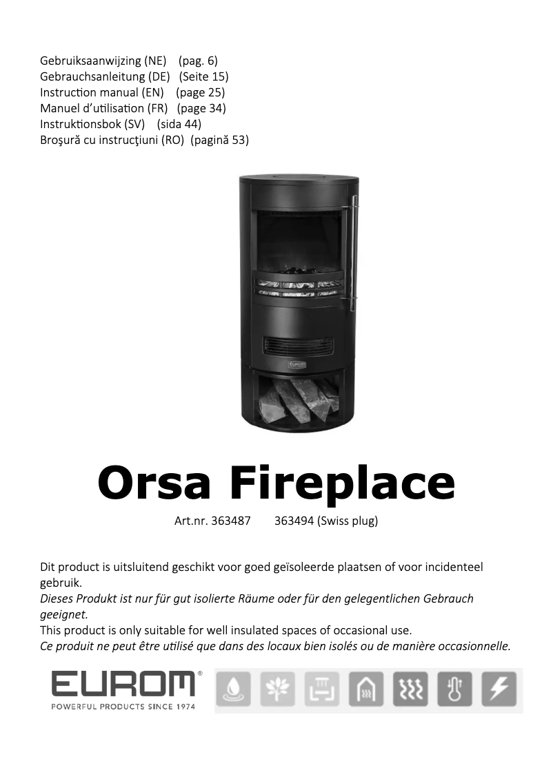 Page 1 de la notice Manuel utilisateur Eurom Orsa