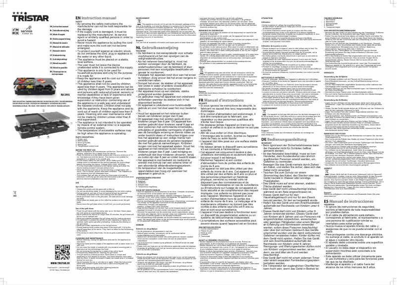 Page 1 de la notice Manuel utilisateur TriStar RA-2992