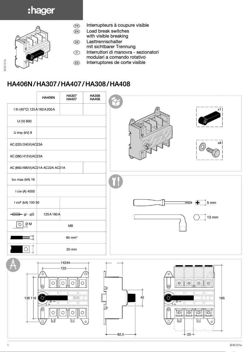 Page 1 de la notice Manuel utilisateur Hager HZ072