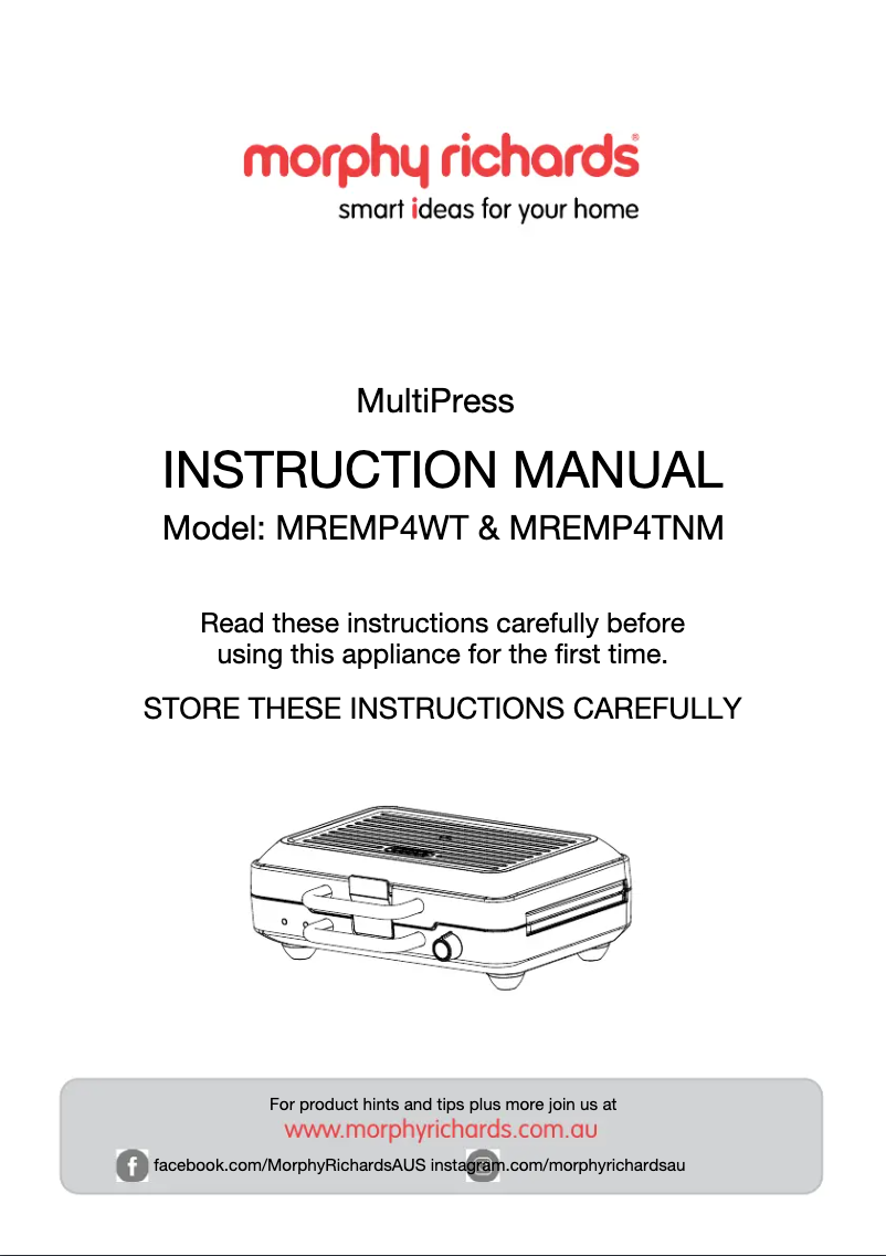 Page 1 de la notice Manuel utilisateur Morphy Richards MultiPress MREMP4