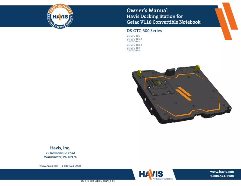 Page n°1 - Manuel utilisateur Havis DS-GTC-301-3